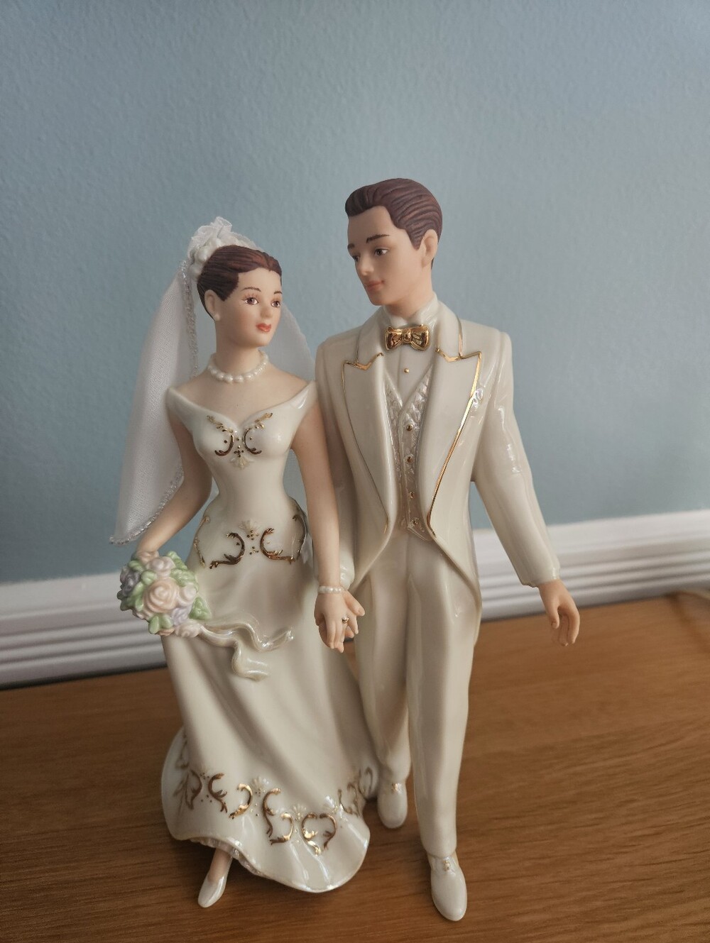 Lenox Ivory Just Married Figurine with Gold Script Accents